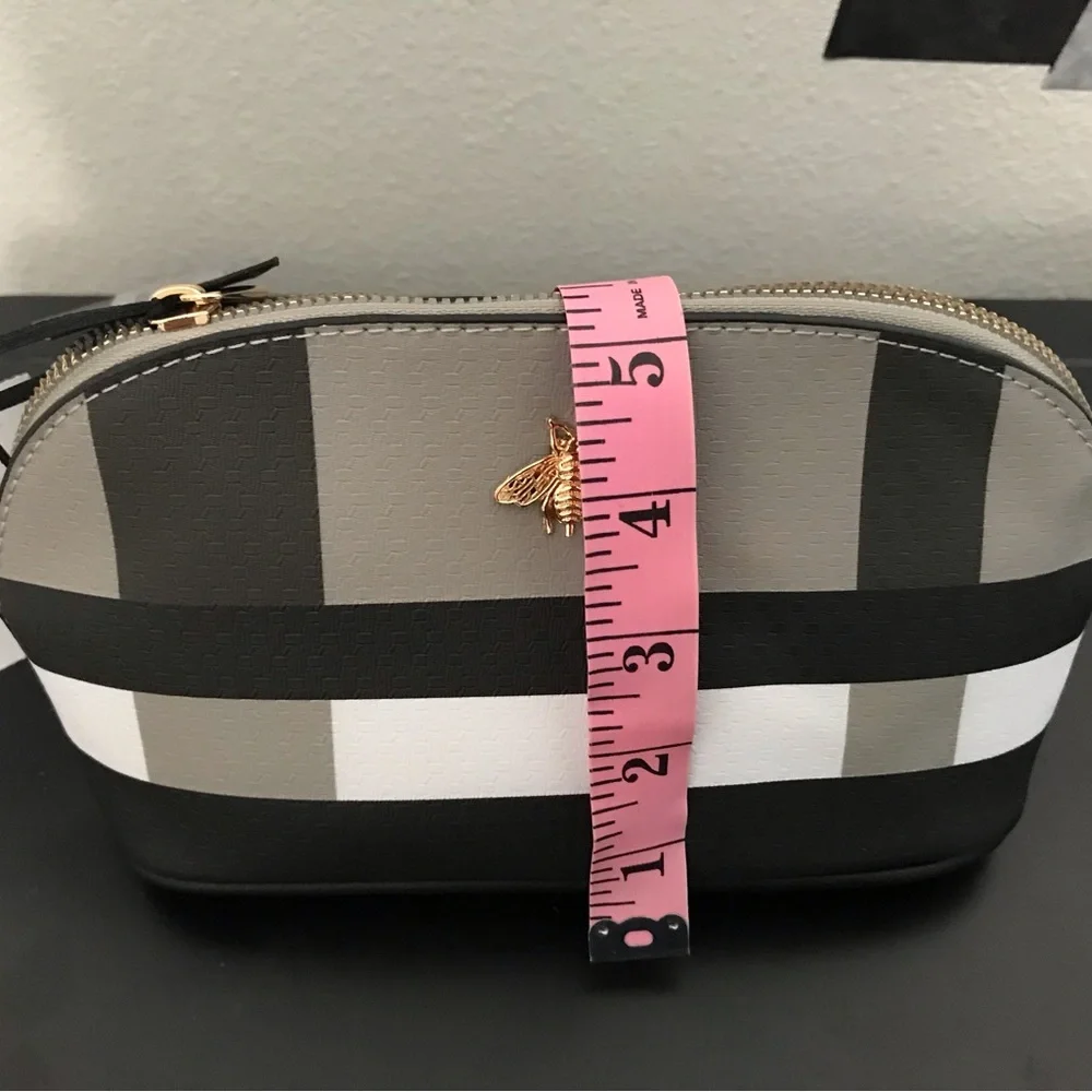 PLAID COSMETIC BEE BAG NWT